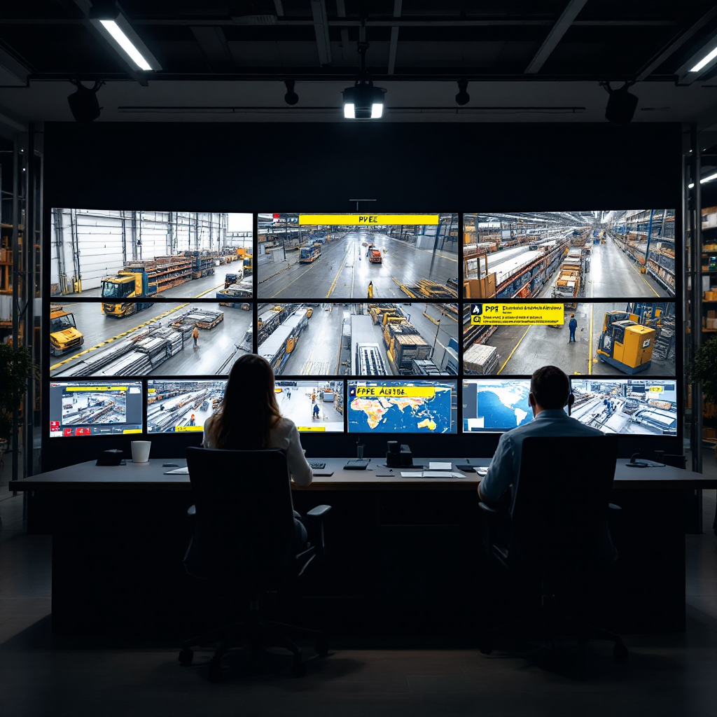 Sala de control con monitorización de EPP en transmisiones CCTV