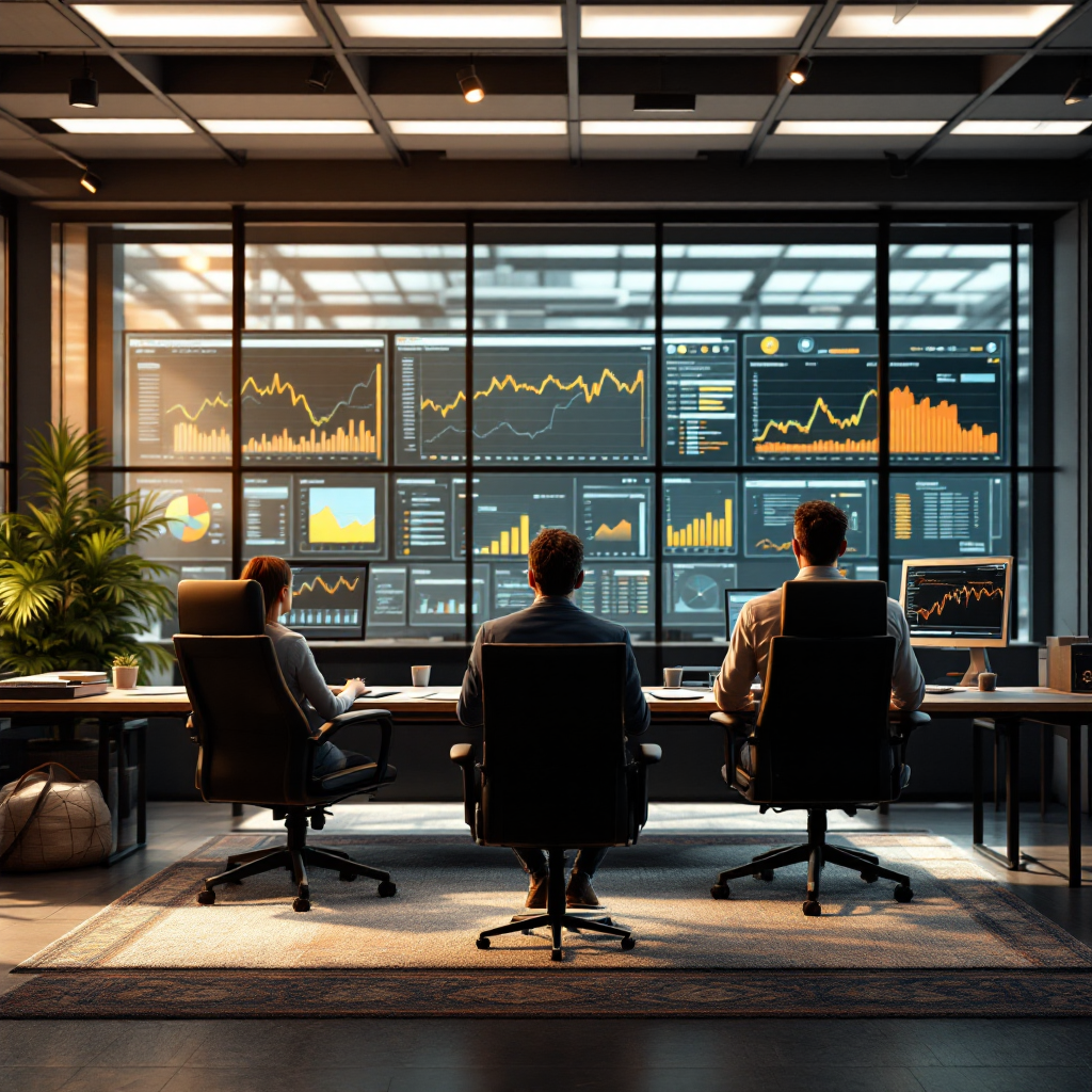 Painel mostrando análises da linha de processamento de aves Painel mostrando análises da linha de processamento de aves