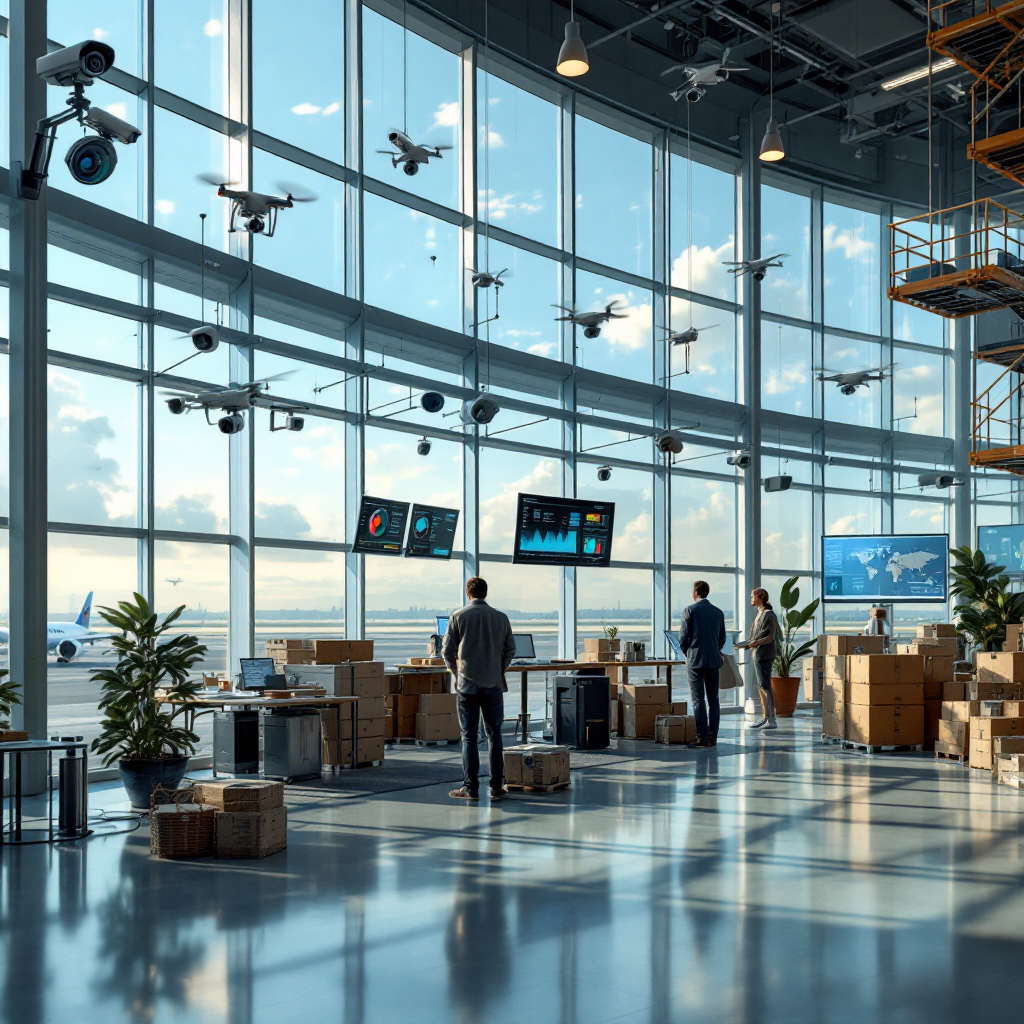 Multi-sensor airport monitoring schematic Multi-sensor airport monitoring schematic