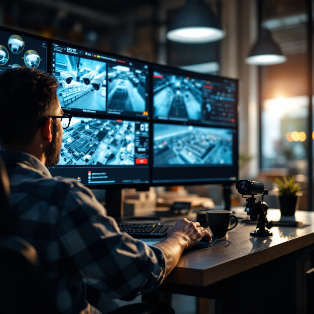 Stanowisko operatora ochrony z podglądem na żywo Stanowisko operatora ochrony z podglądem na żywo