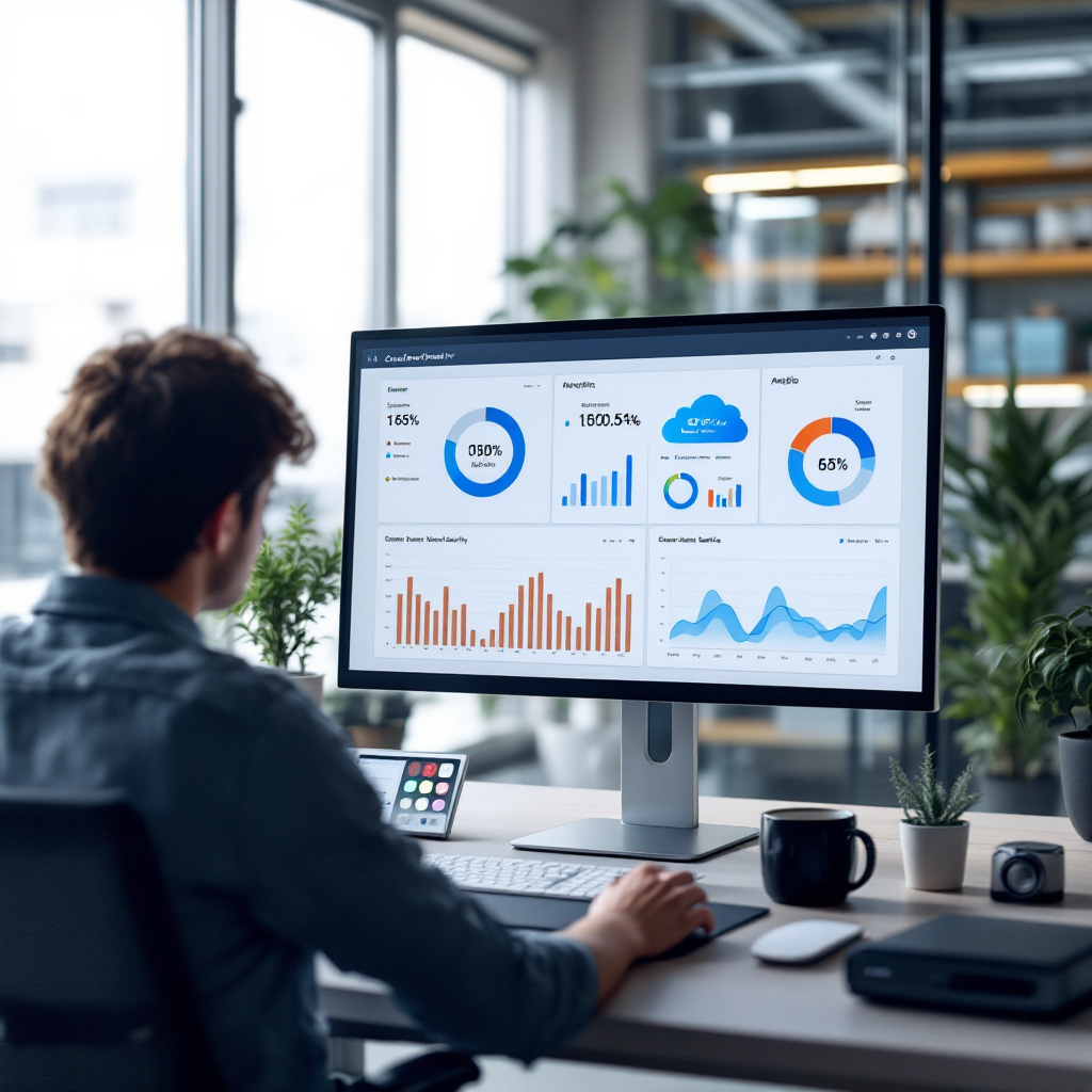 Cloud-Dashboard im Kontrollraum Cloud-Dashboard im Kontrollraum