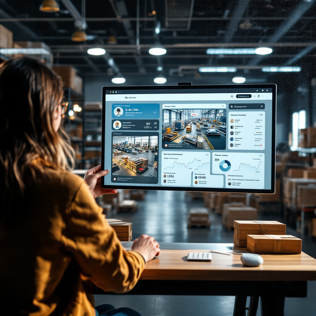 Cloud security dashboard with multiple sites Illustration of a cloud-based security dashboard showing site maps, camera thumbnails, and event notifications across multiple locations in a modern interface