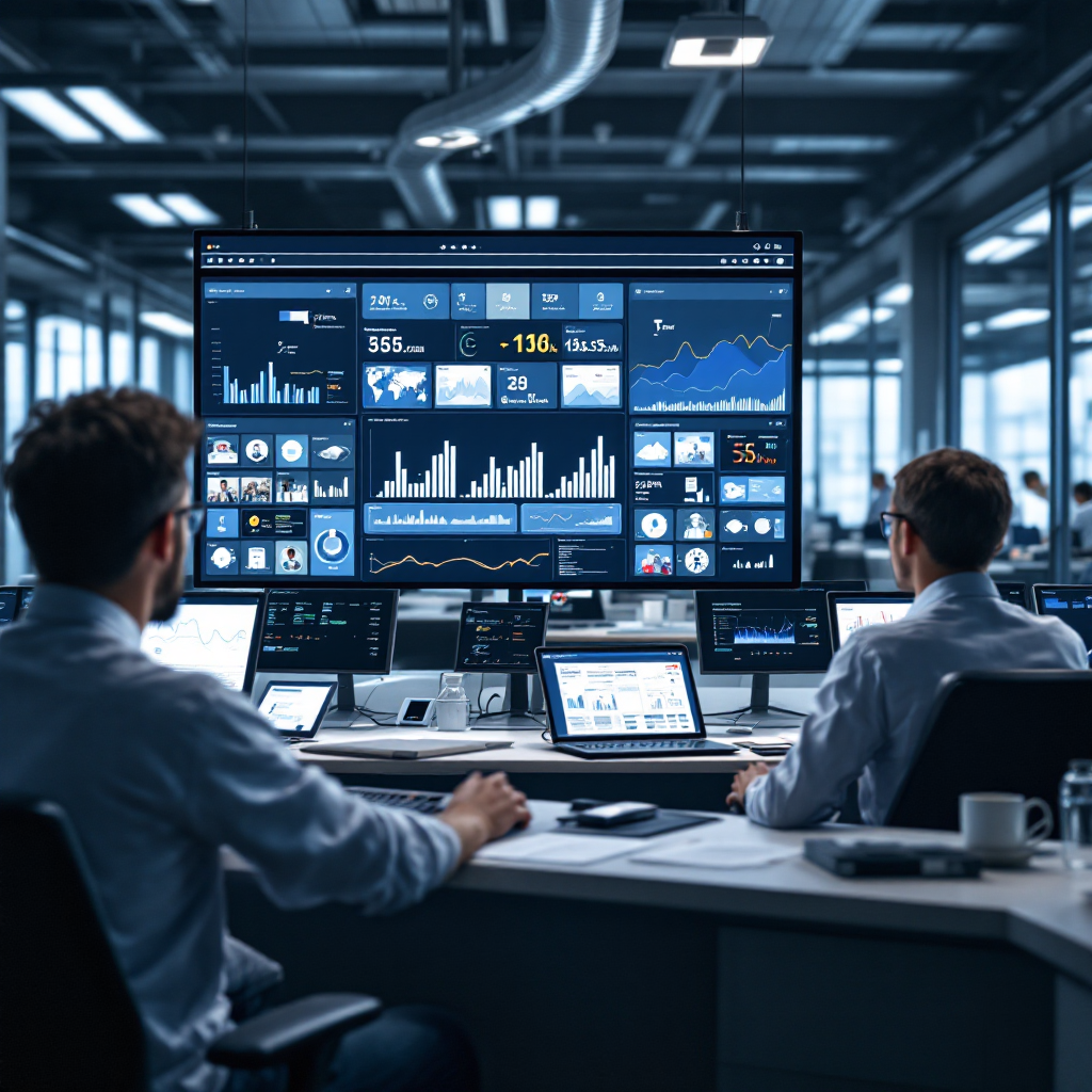 Dashboard van de controlekamer met realtime analysepanelen