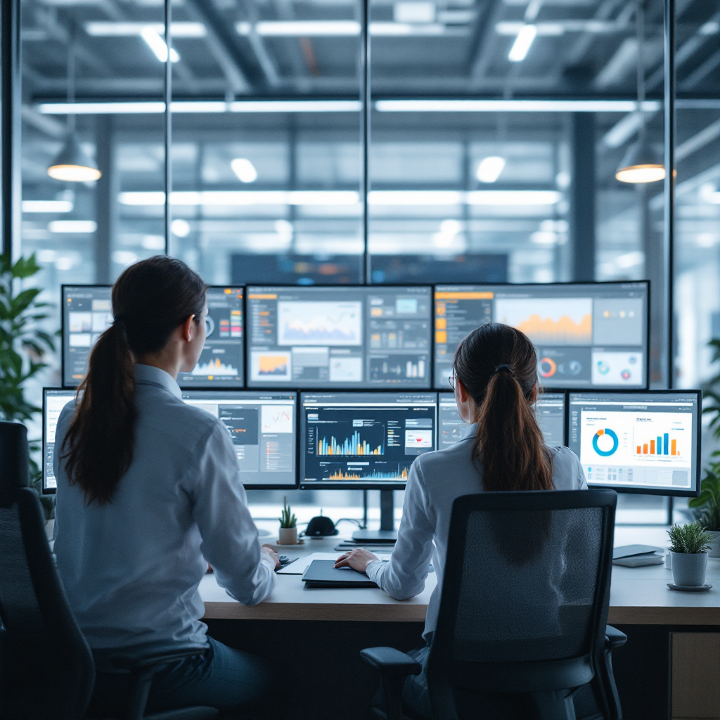 Kontrollraum mit Live-Kamera-Dashboards Kontrollraum mit Live-Kamera-Dashboards