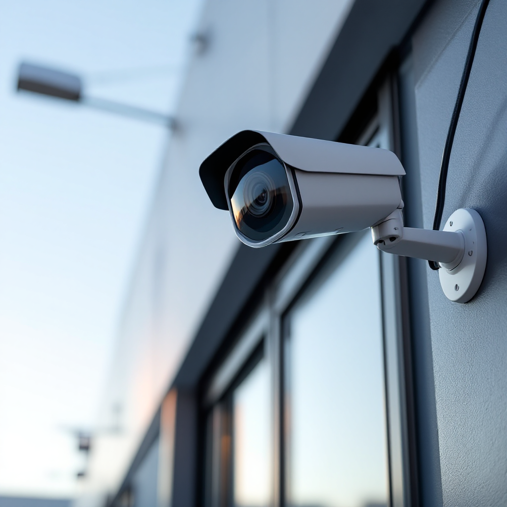 Caméra de sécurité IP sur la façade d'un bâtiment
