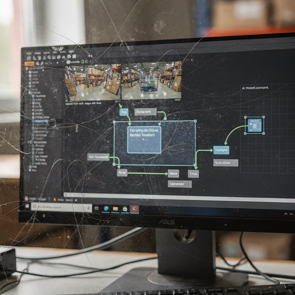 Modello AI che analizza il feed della telecamera