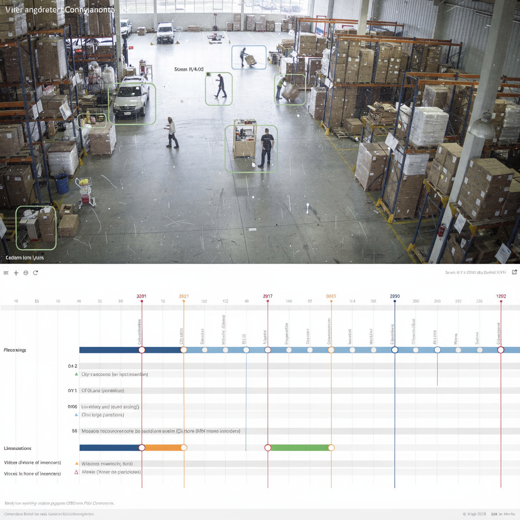 Análises de vídeo com IA destacando pessoas e veículos