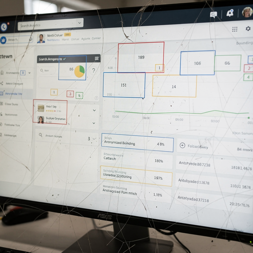 Analytics dashboard with anonymised bounding boxes and metadata summaries