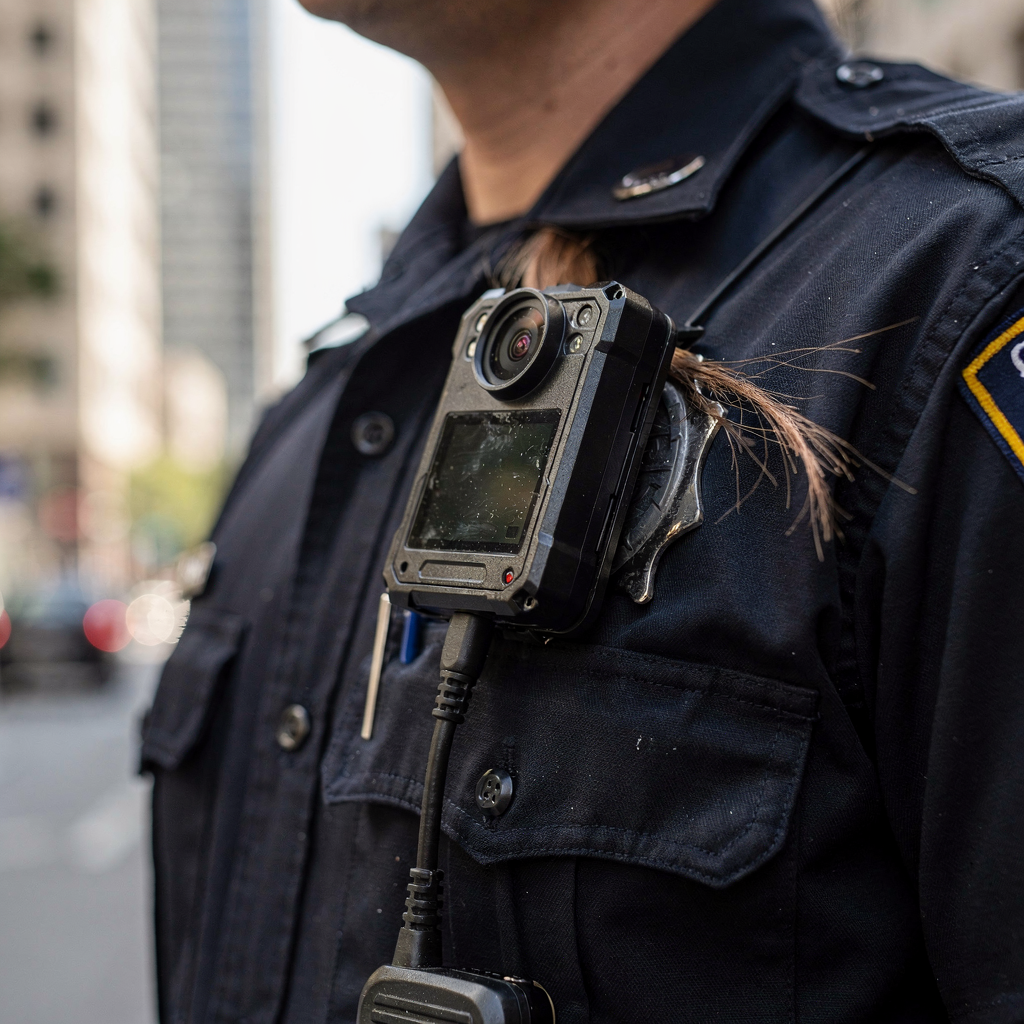 Body-worn camera on officer uniform