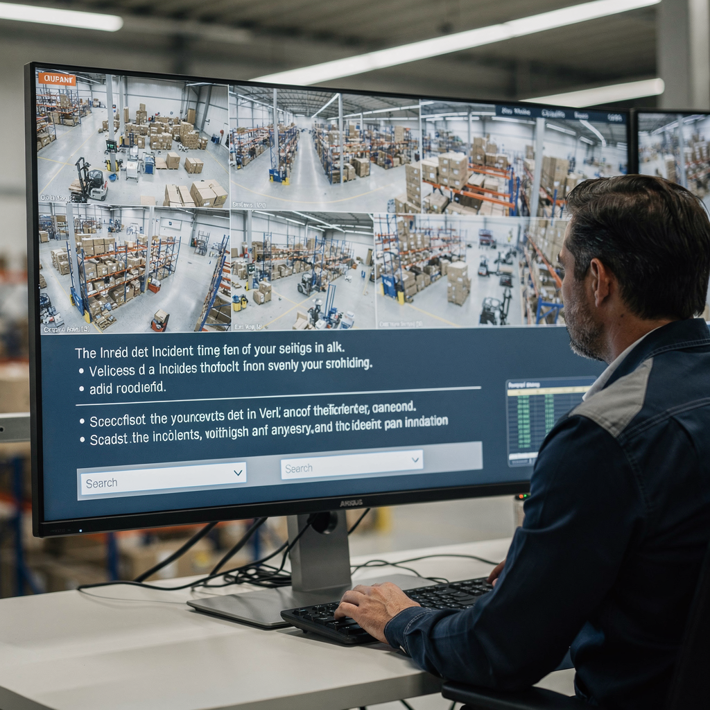 Monitor della sala di controllo con sovrapposizioni di ricerca e incidenti