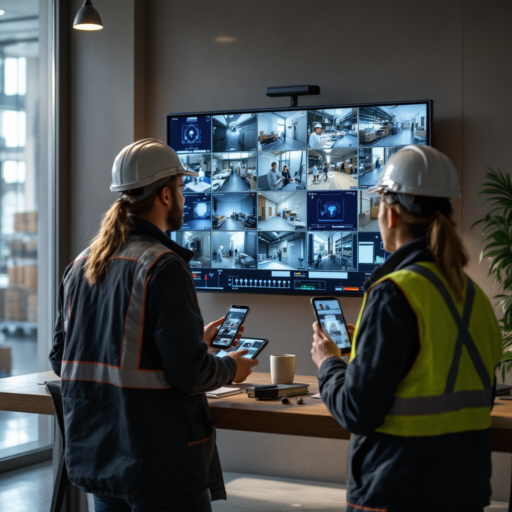 Centrum kontroli z podglądem kamer na żywo i alertami