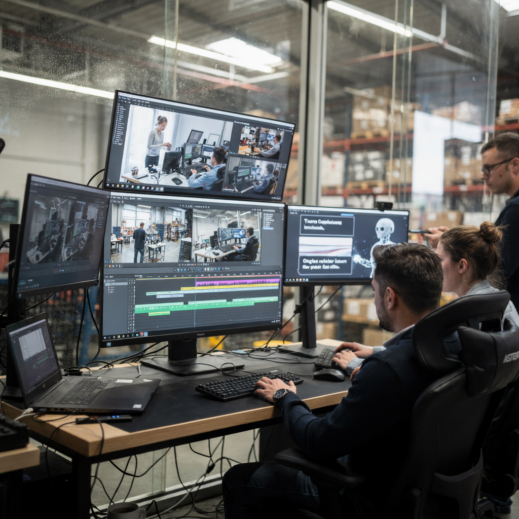 Editores colaborando com sugestões de IA