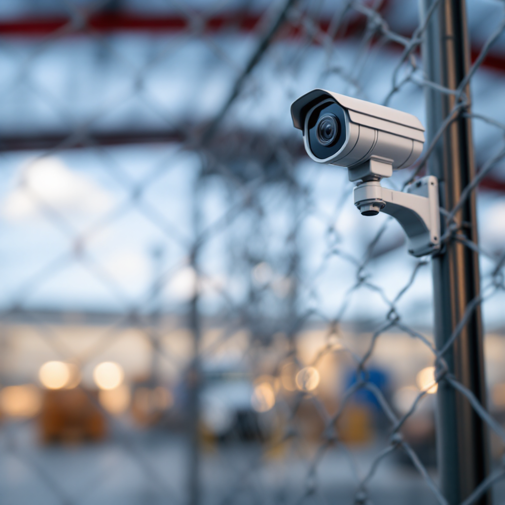 Czujnik zamontowany na ogrodzeniu i kamera Czujnik zamontowany na ogrodzeniu i kamera