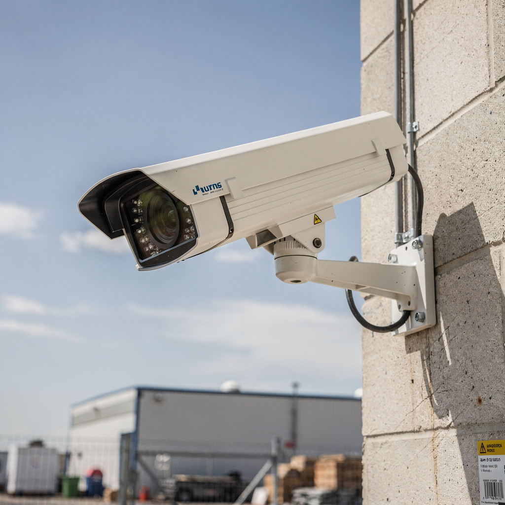 Telecamera di sicurezza ad alta risoluzione in un sito industriale