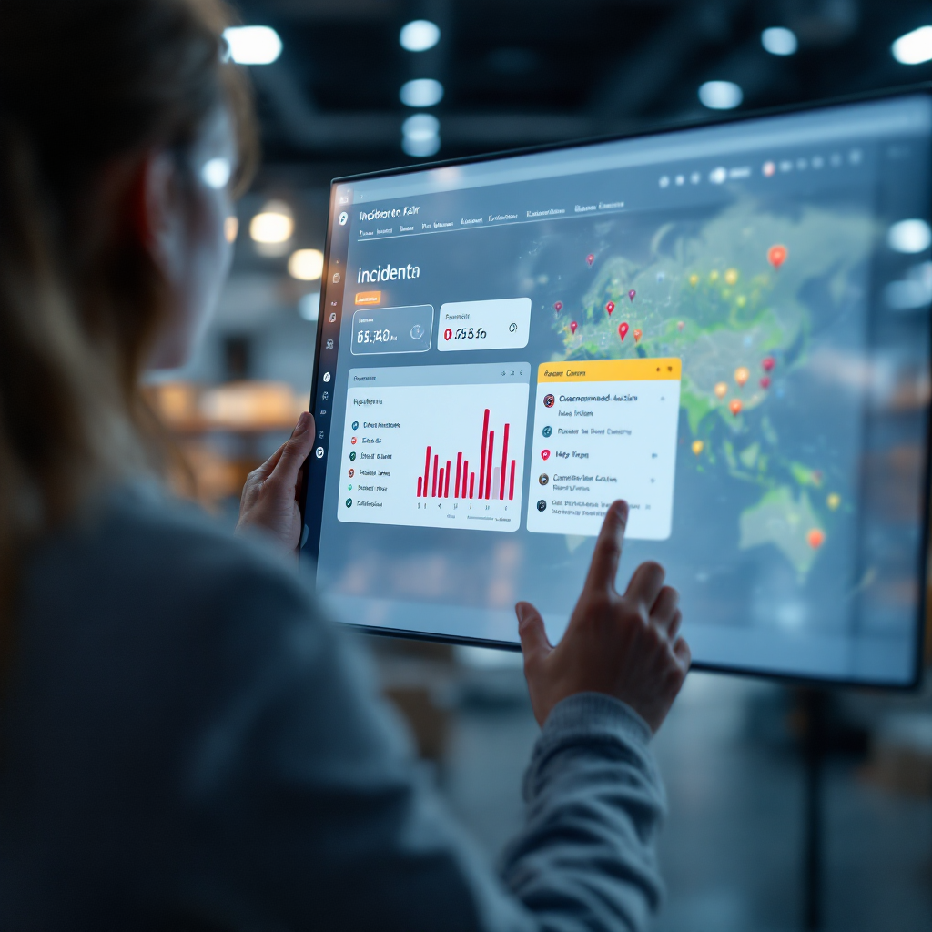 Incident dashboard with timeline and map
