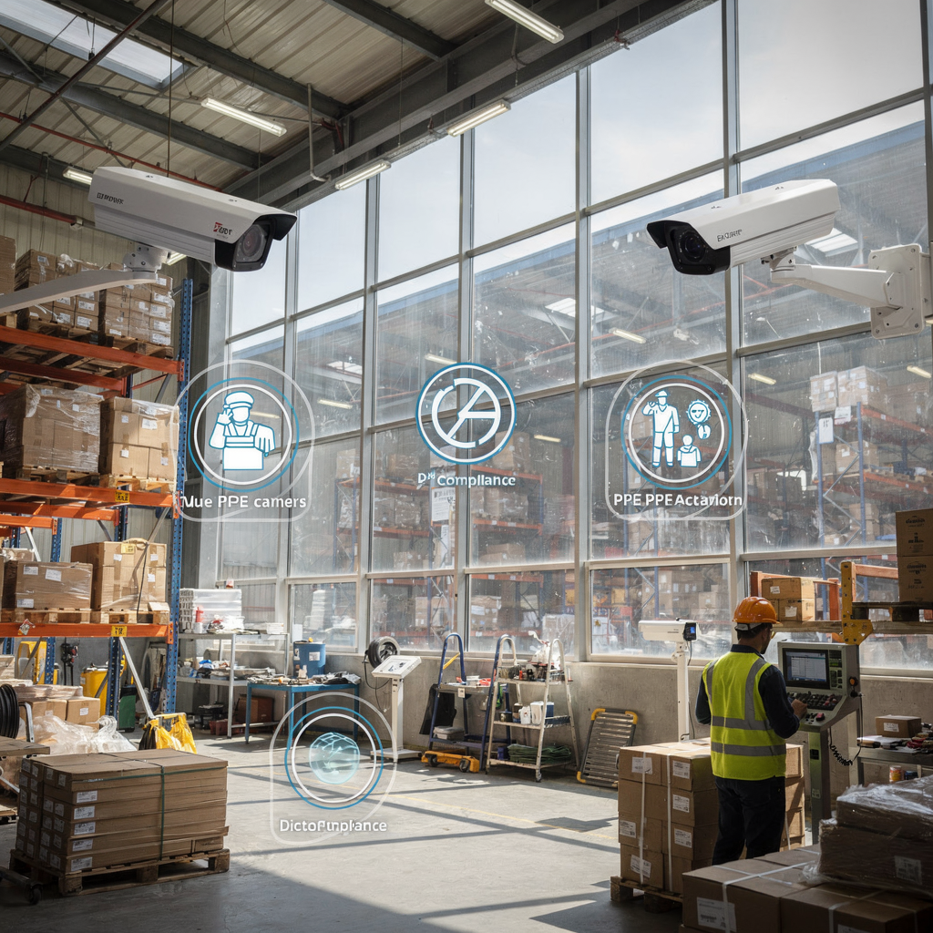 Industrial site with AI safety detections