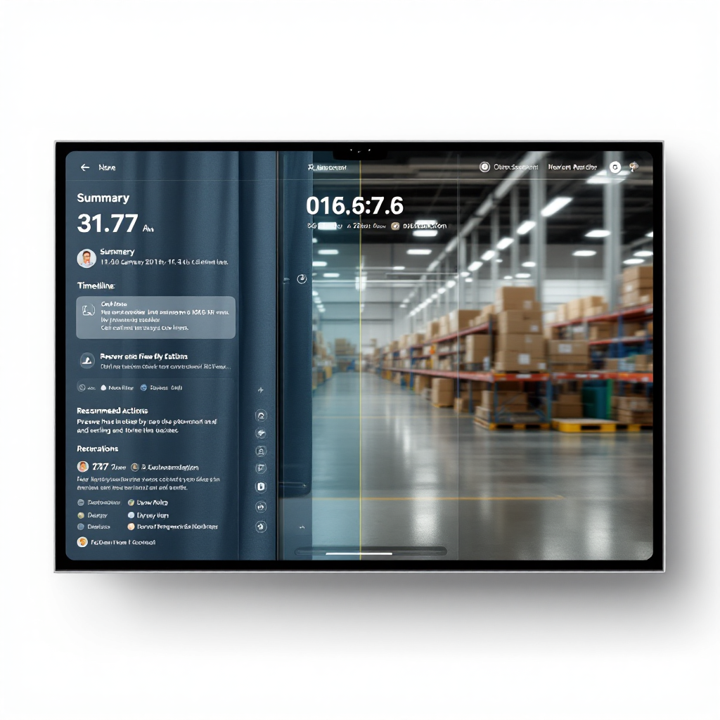 Flux vidéo en direct avec résumé textuel et actions recommandées
