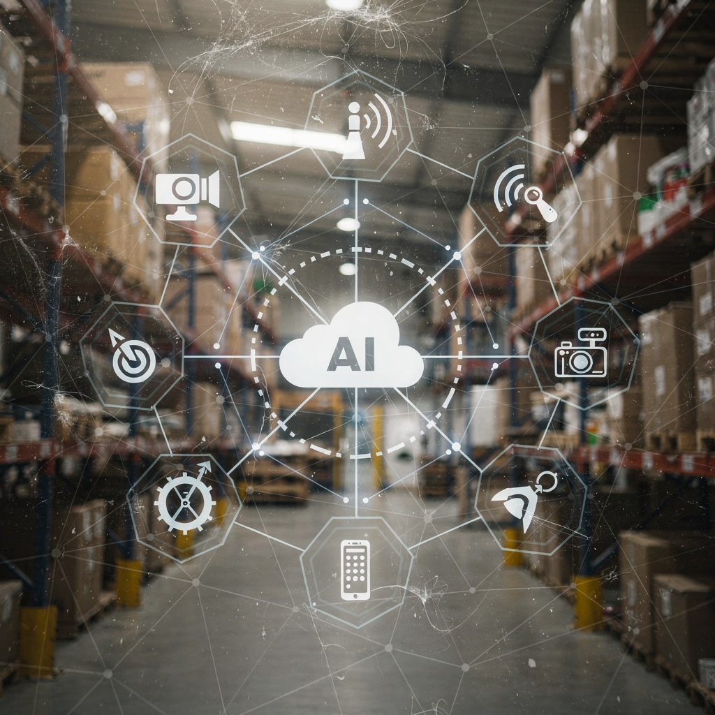 Network of AI agents across edge and cloud An illustration of AI agents collaborating across a network, with icons for cameras, sensors, cloud nodes, and edge devices connected by lines