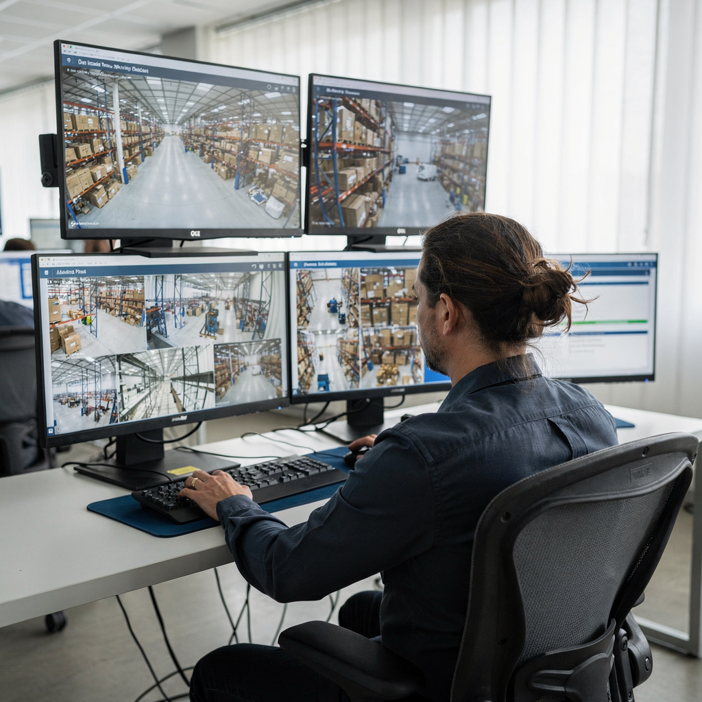 Operador em sala de controle com resumos de IA