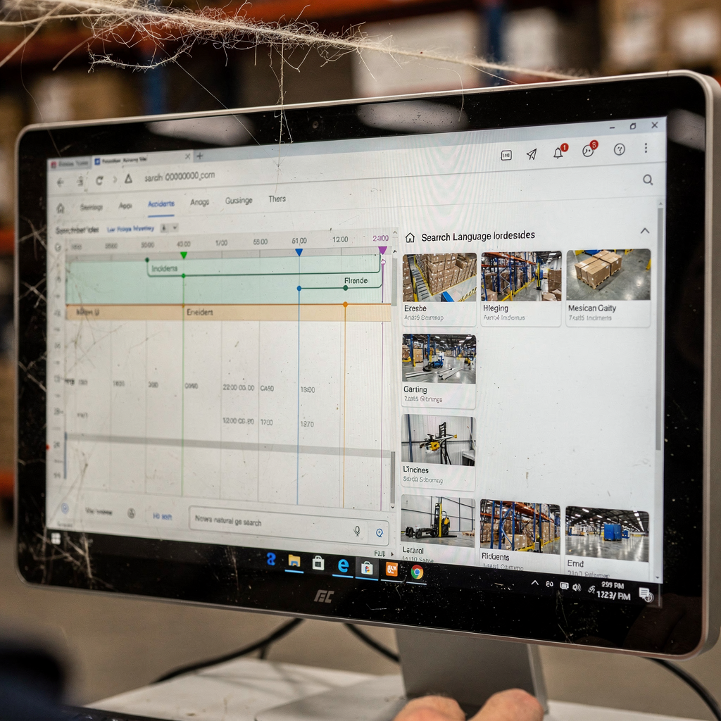 Operator-Bildschirm mit intelligenter Suche und Zeitachse