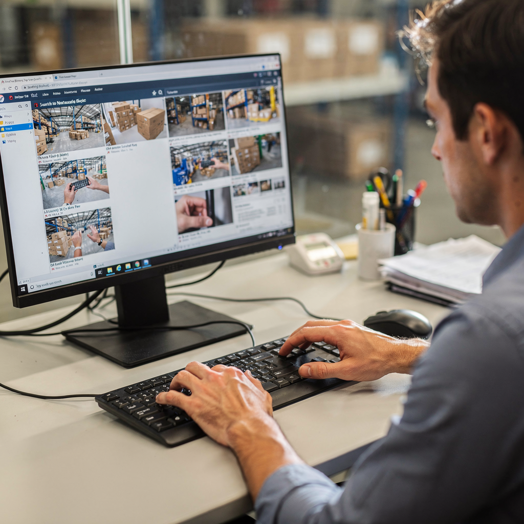 Operador buscando miniaturas de vídeo