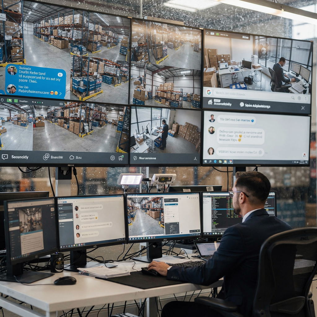 Operatori che si coordinano via chat sulle riprese video Operatori che si coordinano via chat sulle riprese video