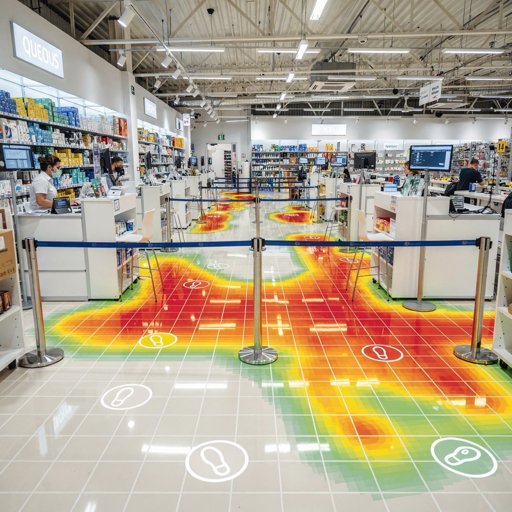 Heatmap im Einzelhandel, die Fußgängeraufkommen zeigt Heatmap im Einzelhandel, die Fußgängeraufkommen zeigt