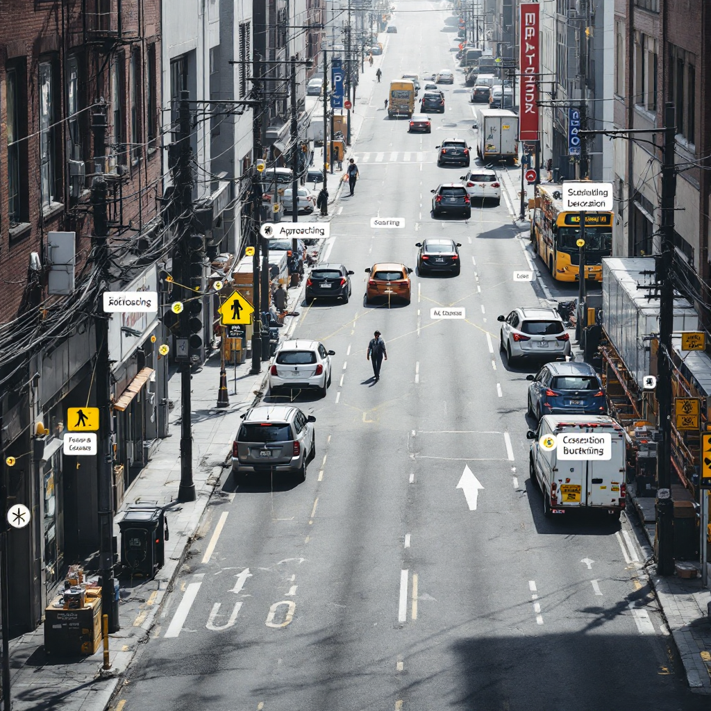 Superposition d'un graphe de scène sur une rue