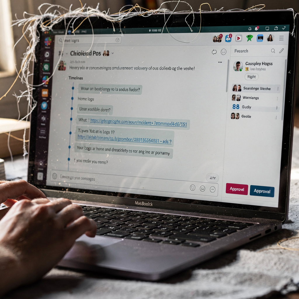 Slack-ähnliche Vorfallbenachrichtigung mit Zeitachse und Aktionsschaltflächen