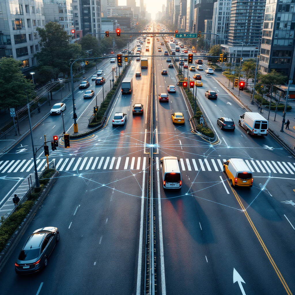 Interseção inteligente com semáforos adaptativos e sensores