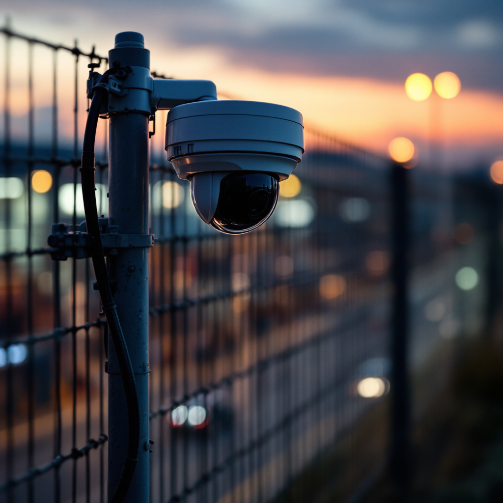 Telecamera termica e dome CCTV su palo perimetrale
