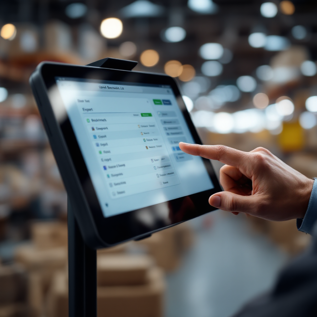 Pantalla táctil que muestra la lista de marcadores y opciones de exportación