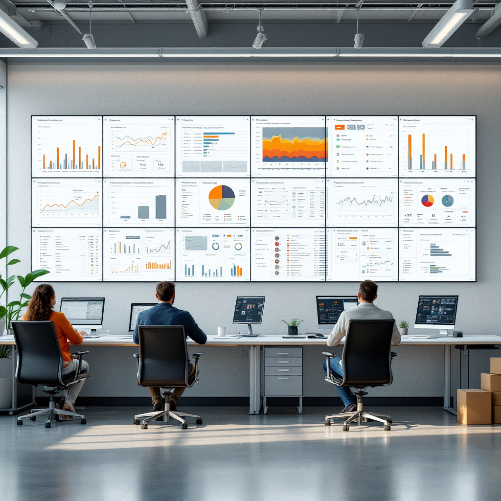 Panel de control de operaciones del almacén y vistas de cámaras Panel de control de operaciones del almacén y vistas de cámaras