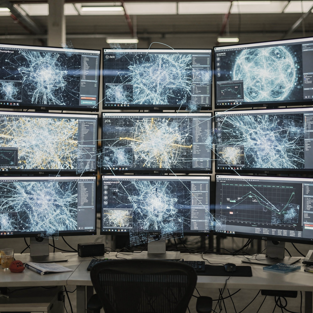 Sala di controllo con sovrapposizioni AI Sala di controllo con sovrapposizioni AI